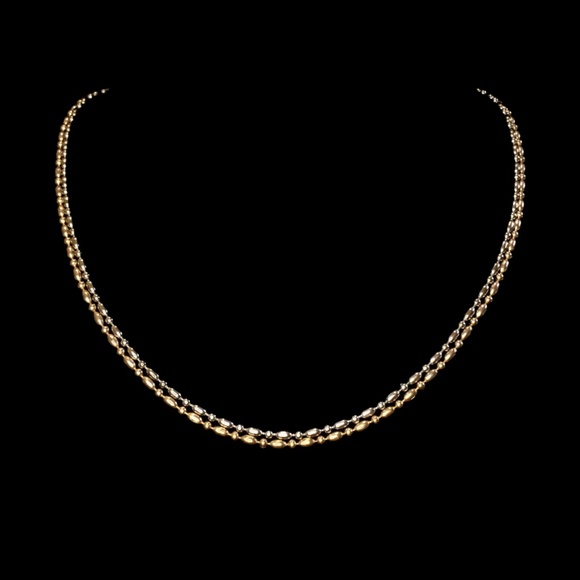 Vintage Two Tone Bead Chain 2 Strand Necklace - Picture 1 of 4